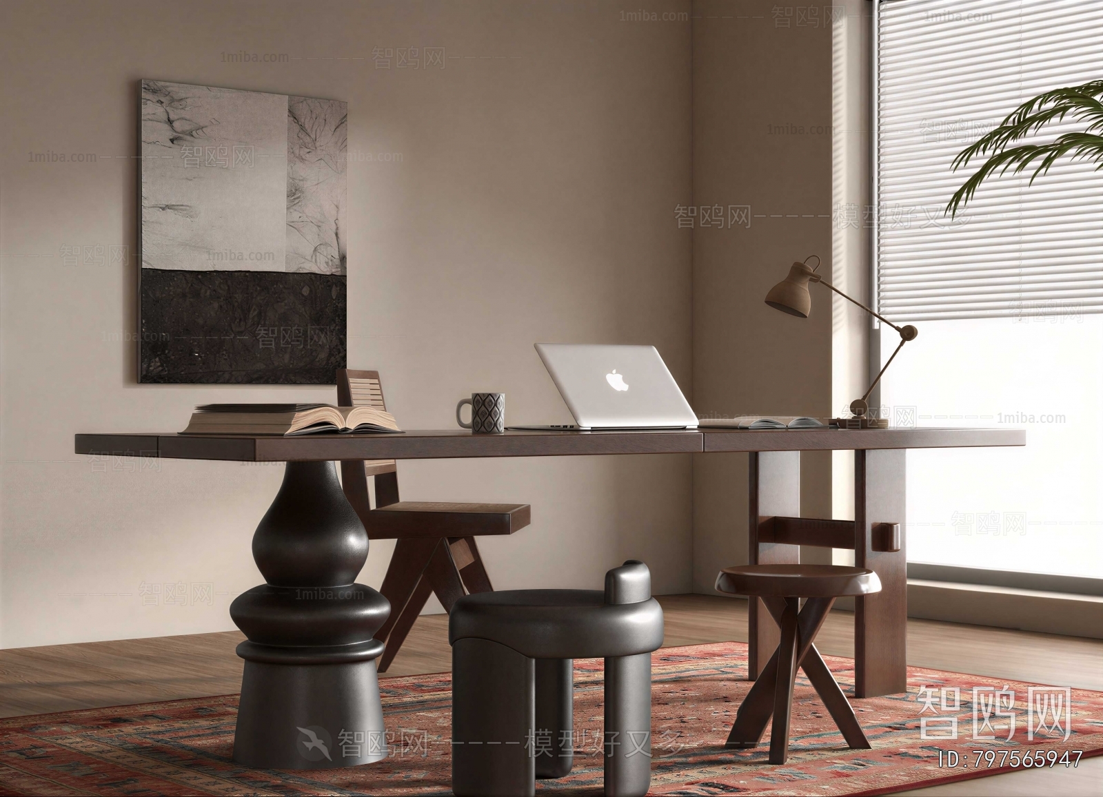 Wabi-sabi Style Computer Desk And Chair