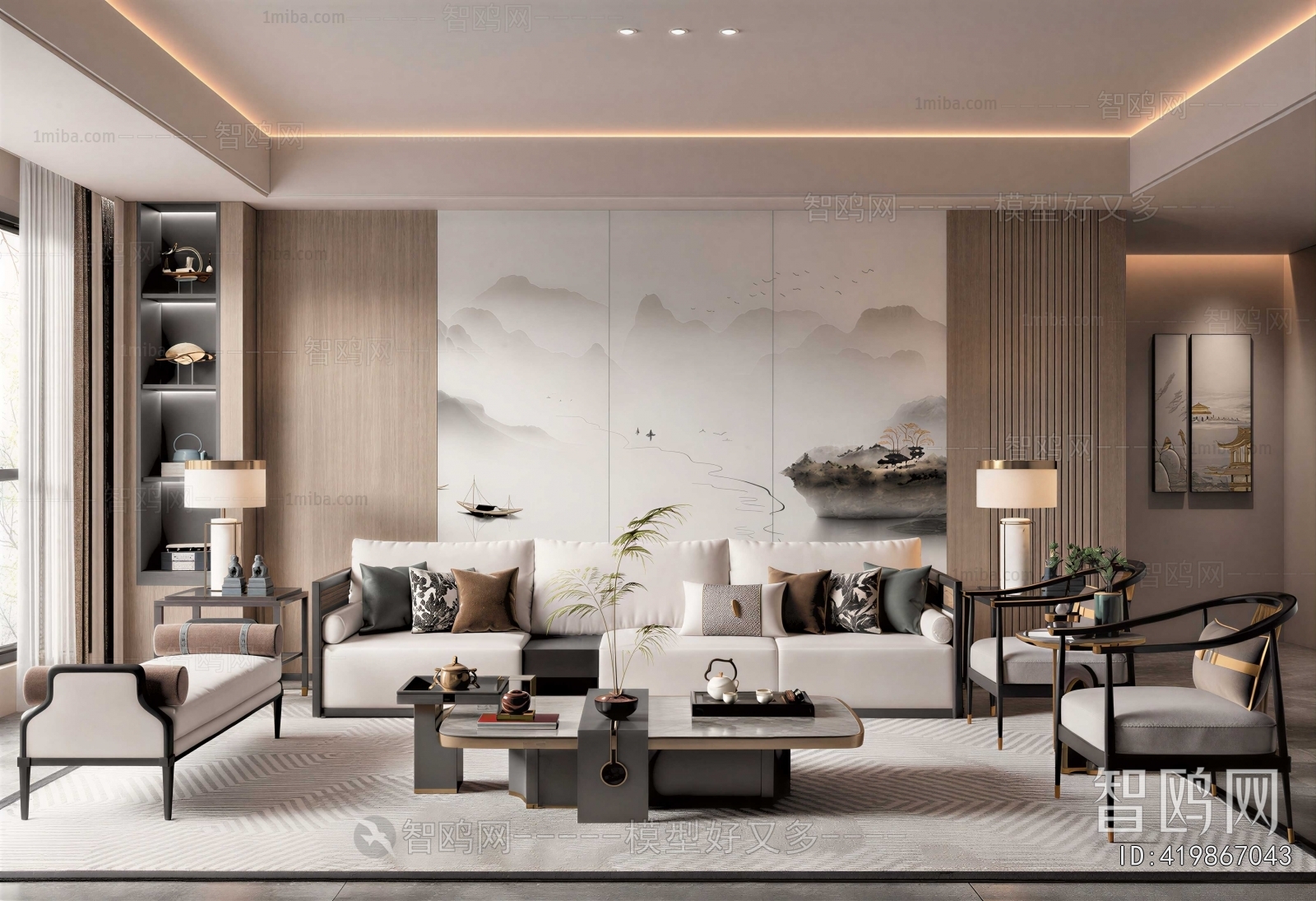 New Chinese Style A Living Room
