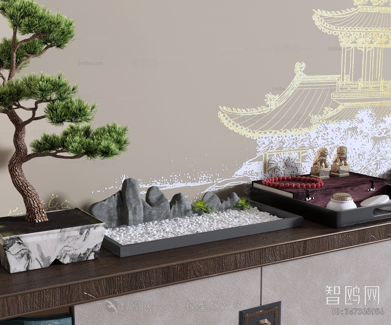 New Chinese Style Side Cabinet