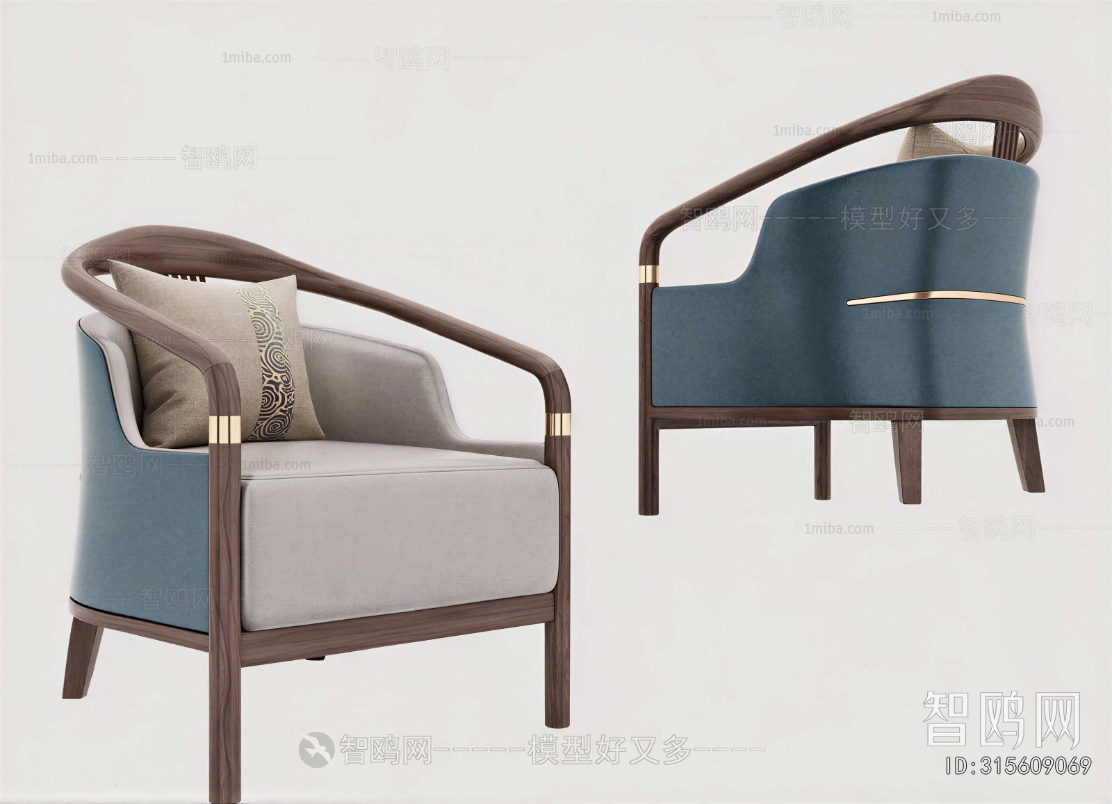 New Chinese Style Single Sofa