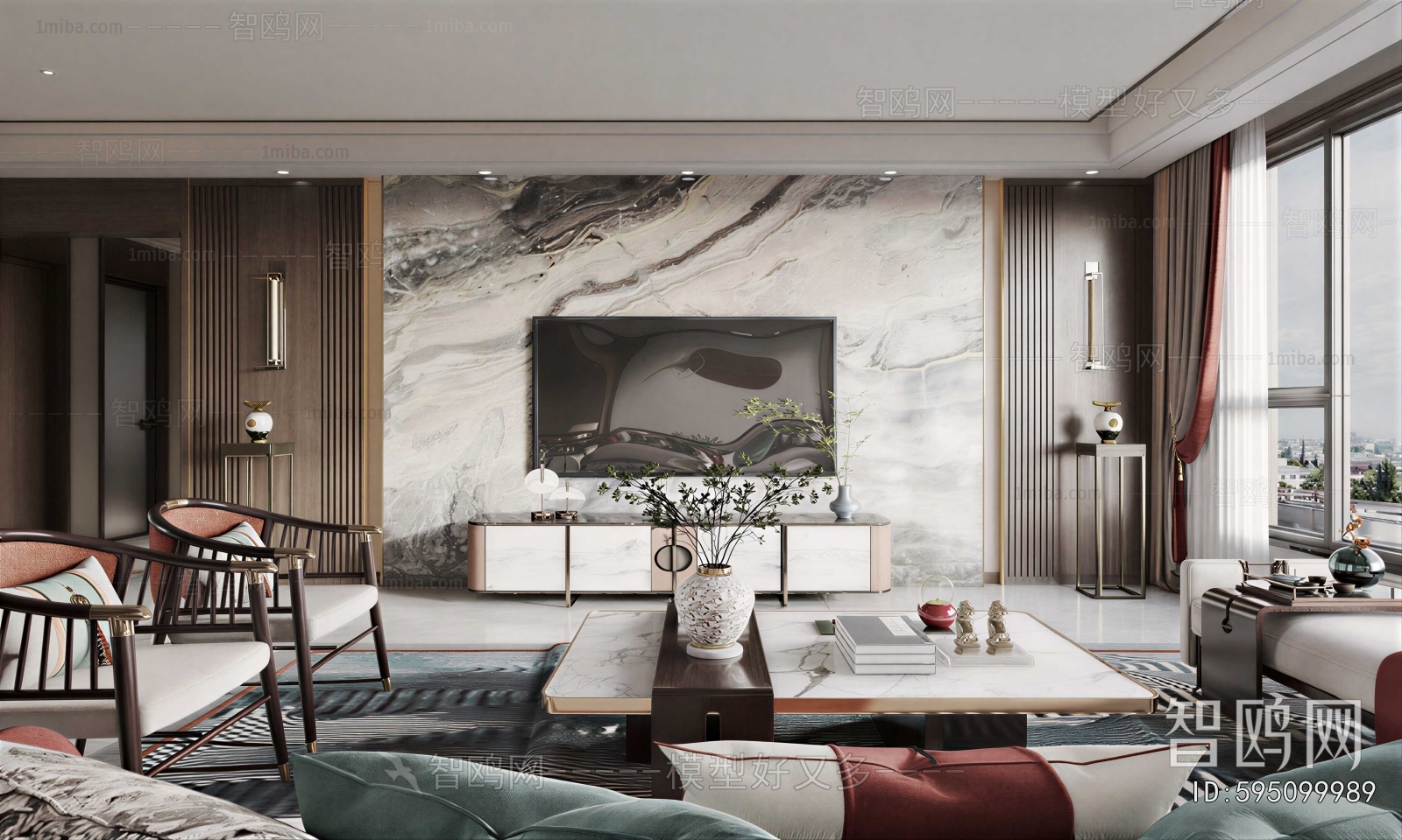 New Chinese Style A Living Room