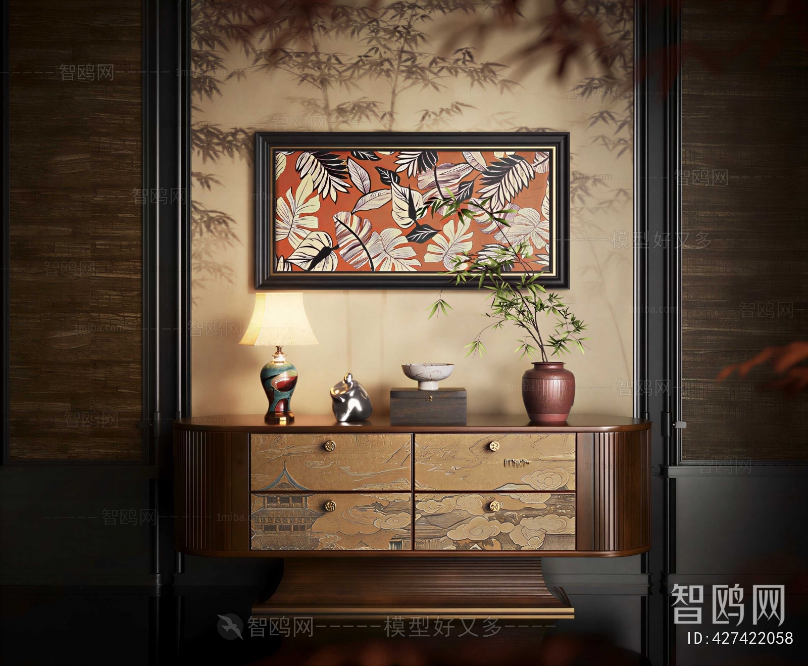 New Chinese Style Entrance Cabinet