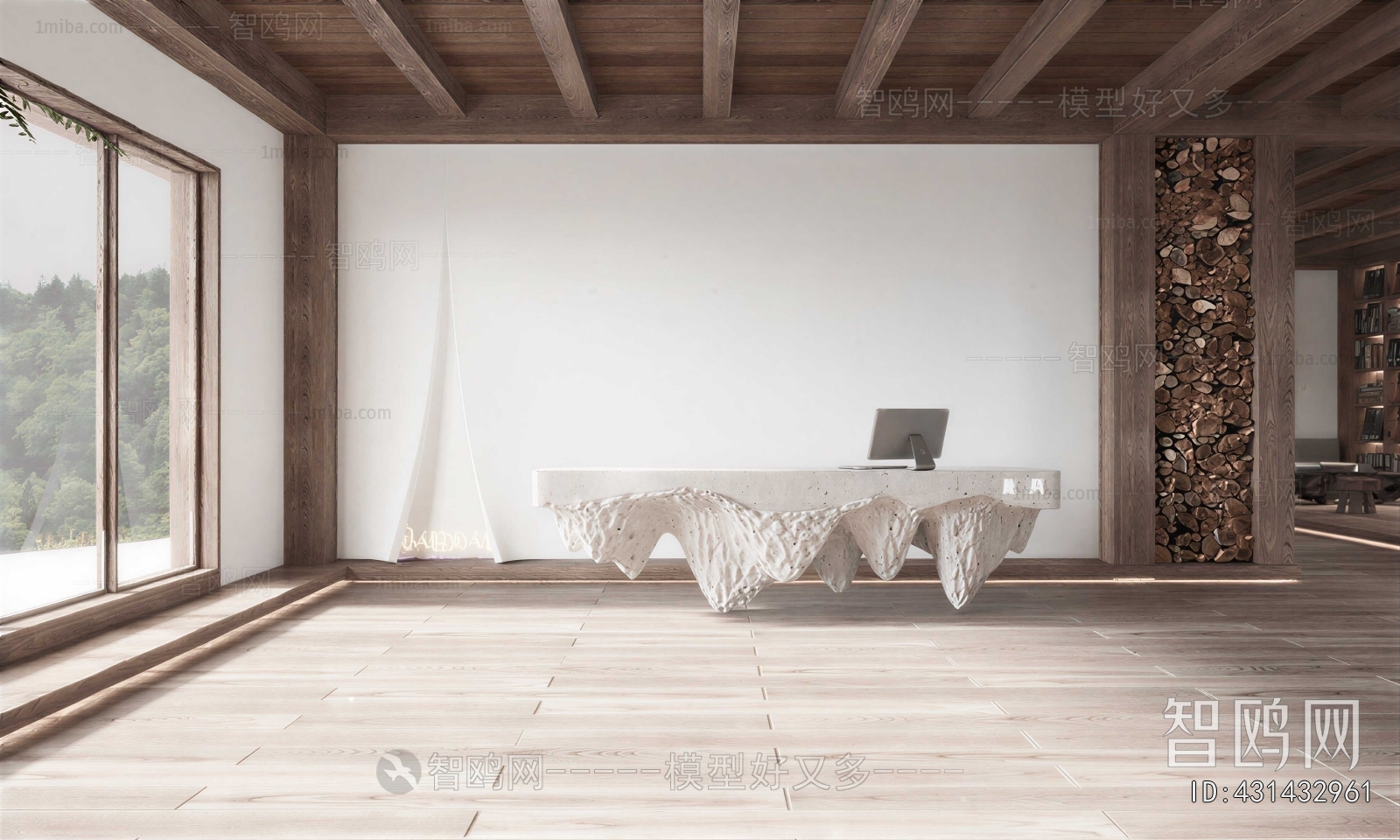 Wabi-sabi Style Office Reception Desk
