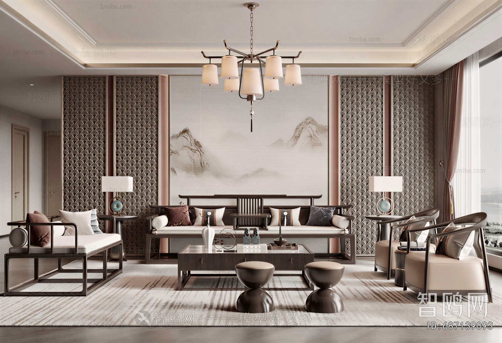 New Chinese Style A Living Room