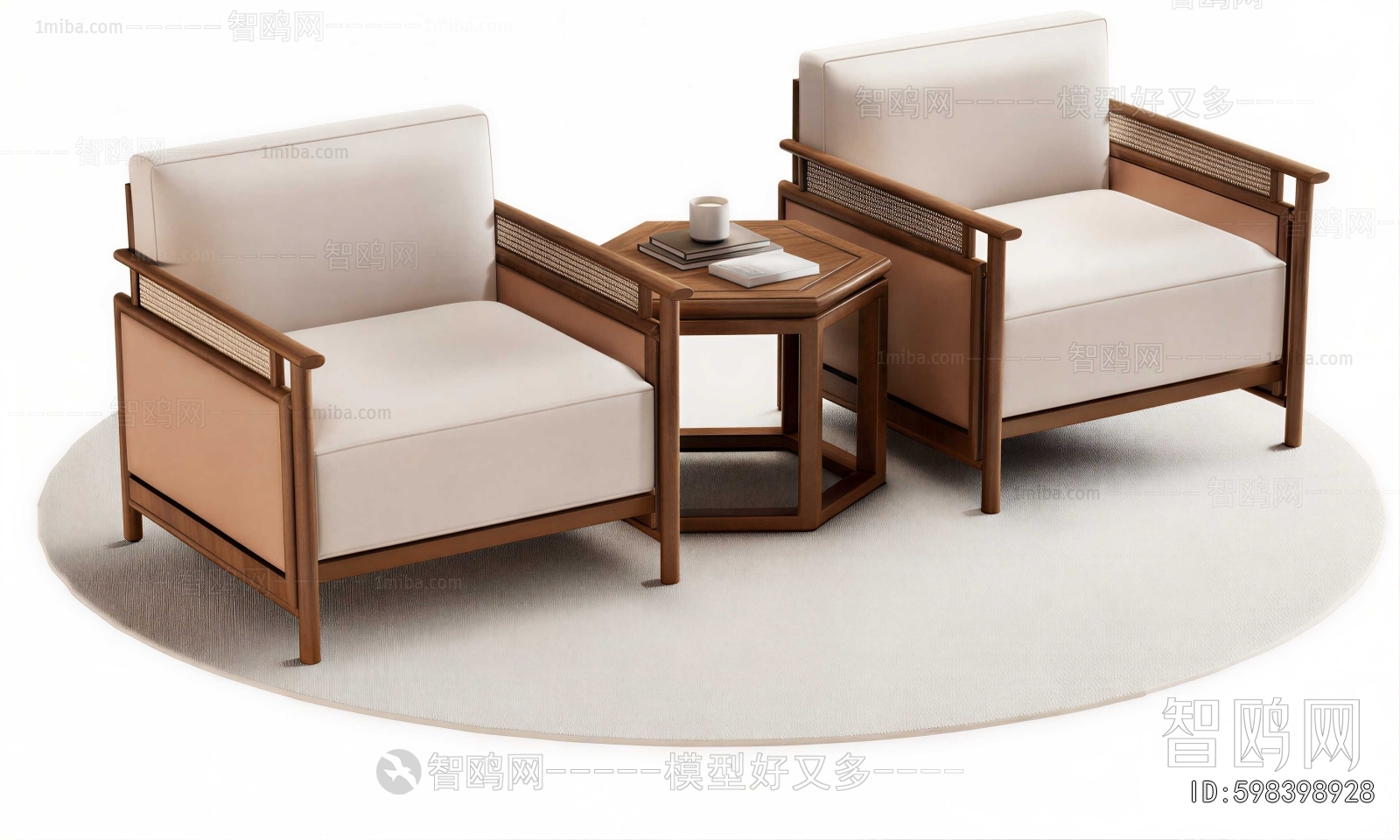 New Chinese Style Single Sofa