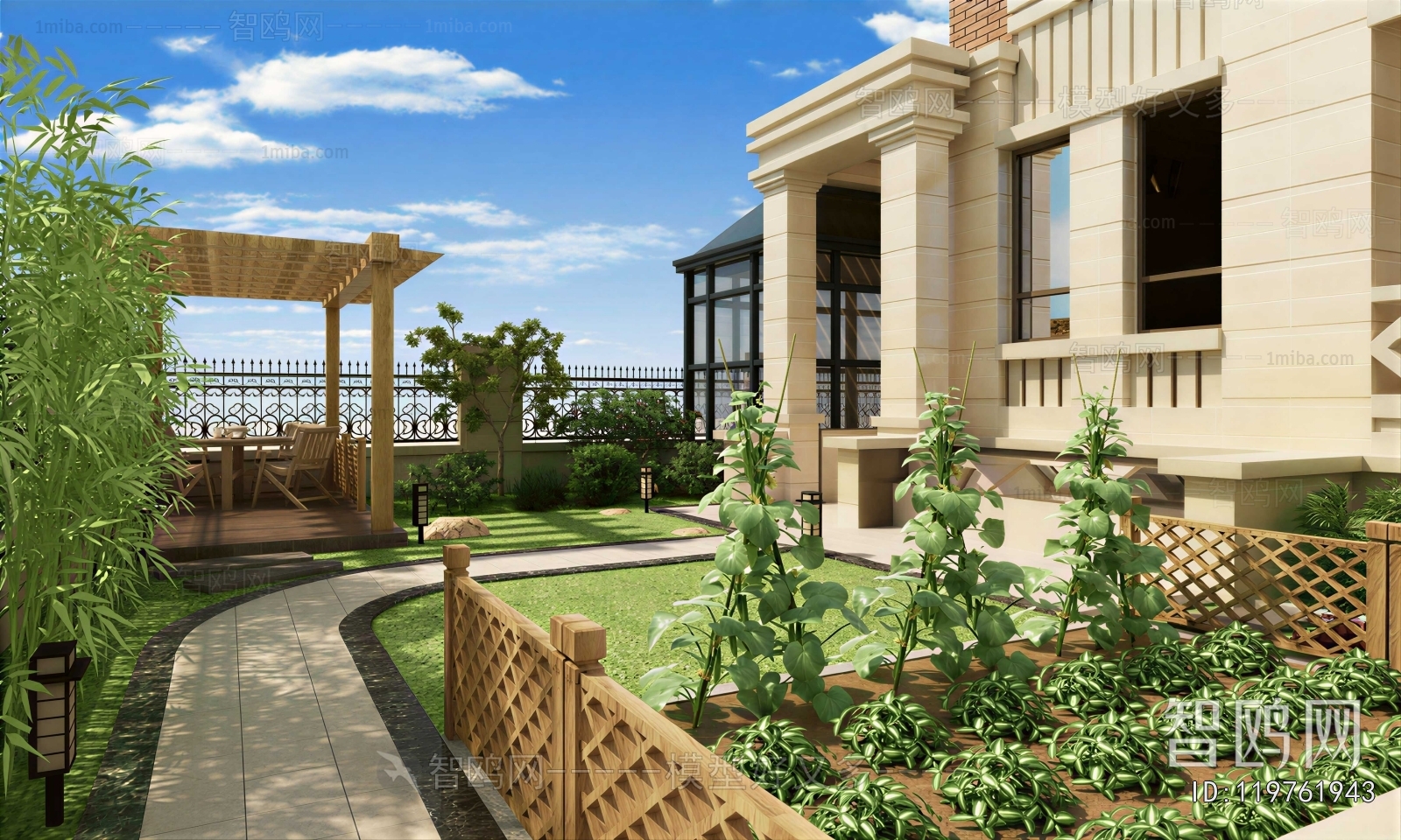 Simple European Style Courtyard/landscape