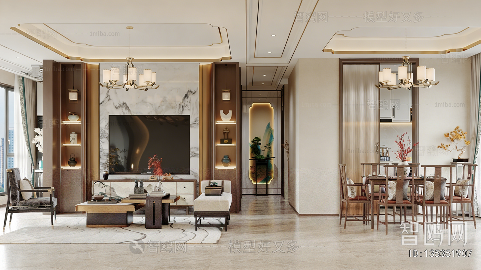 New Chinese Style A Living Room