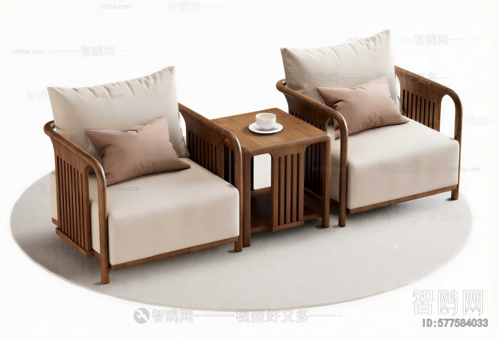 New Chinese Style Single Sofa