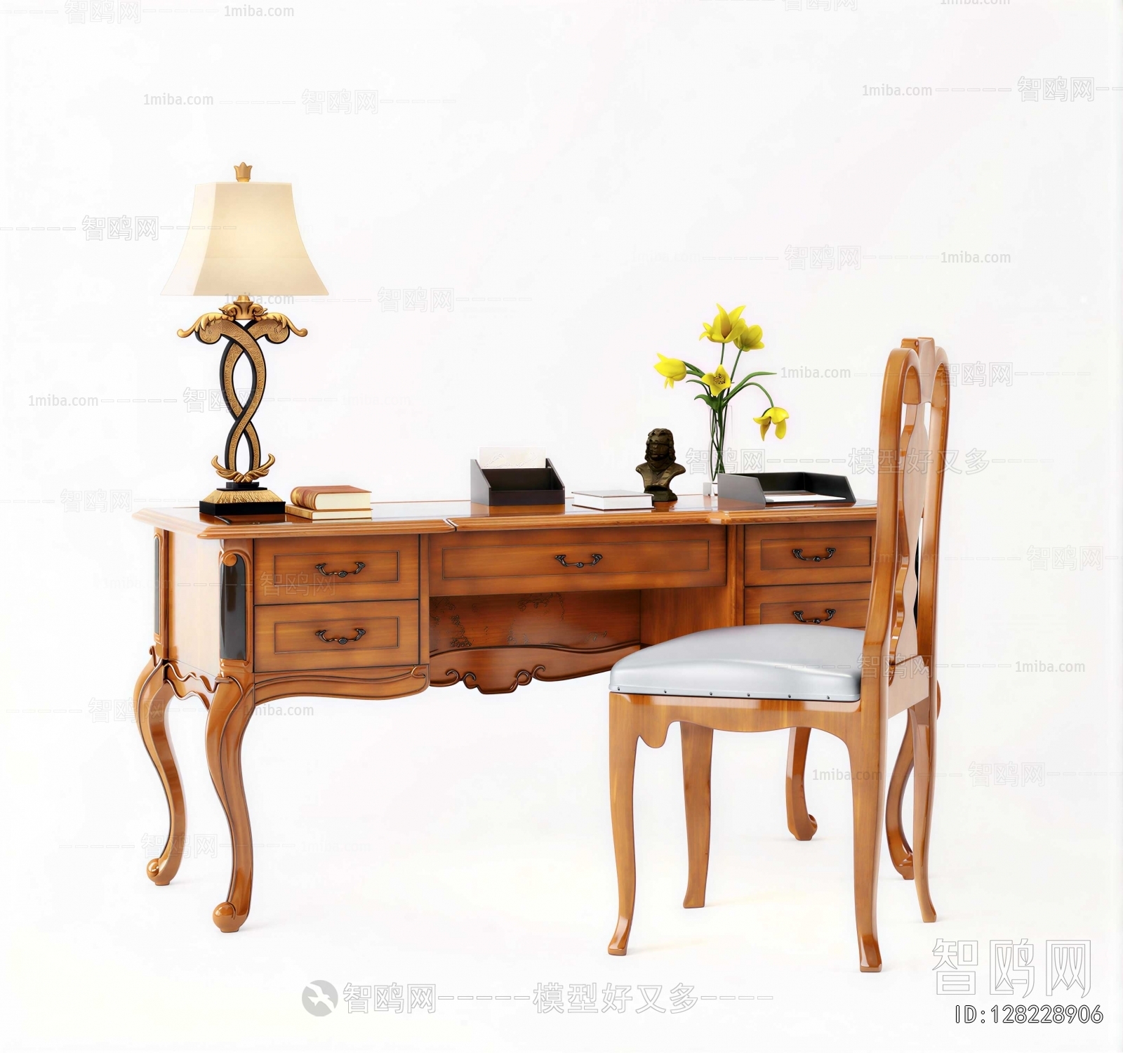 European Style Computer Desk And Chair