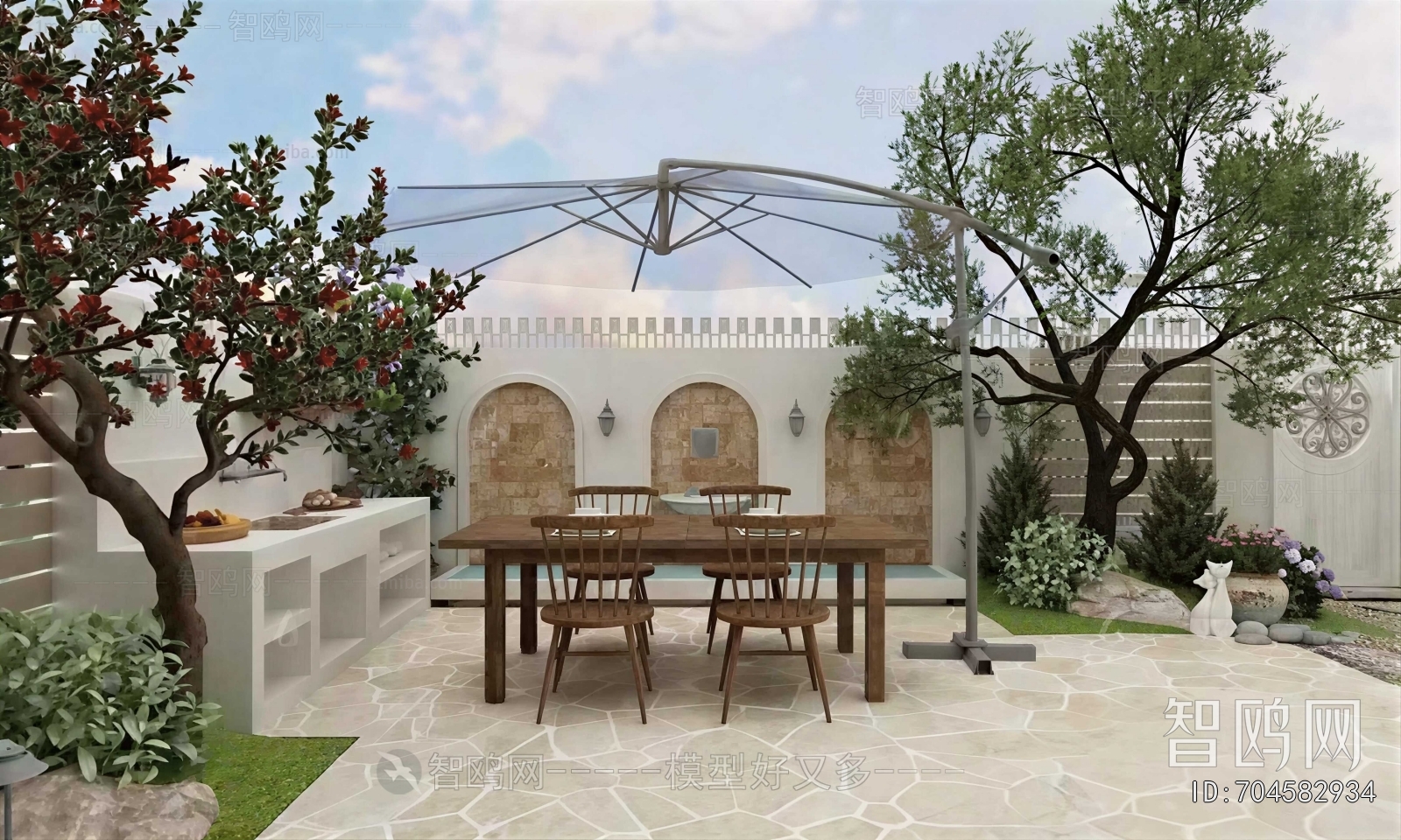 Mediterranean Style Courtyard/landscape