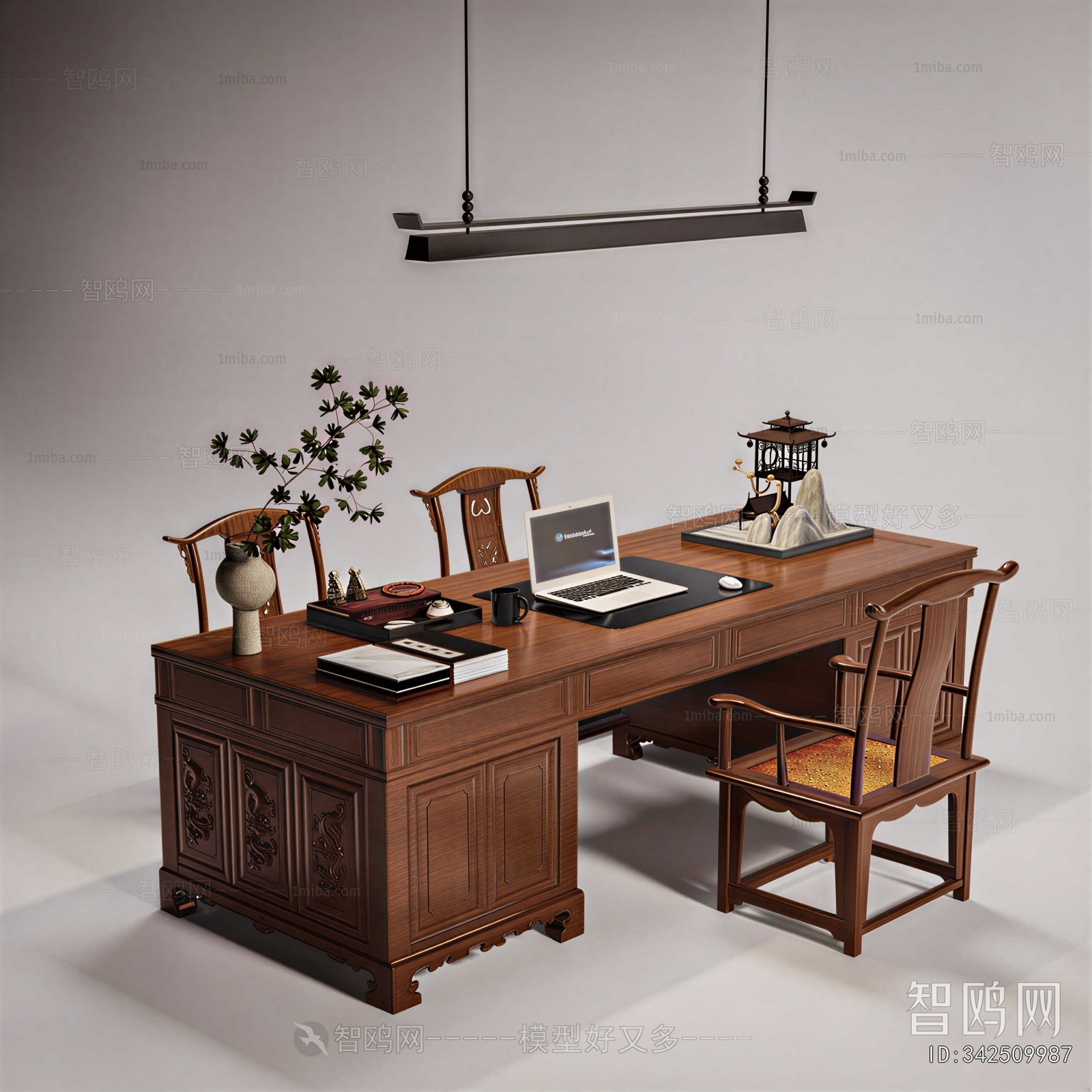 New Chinese Style Computer Desk And Chair