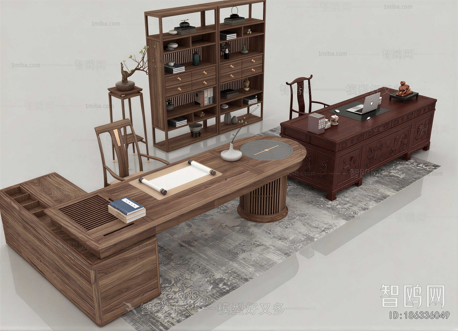New Chinese Style Office Desk And Chair