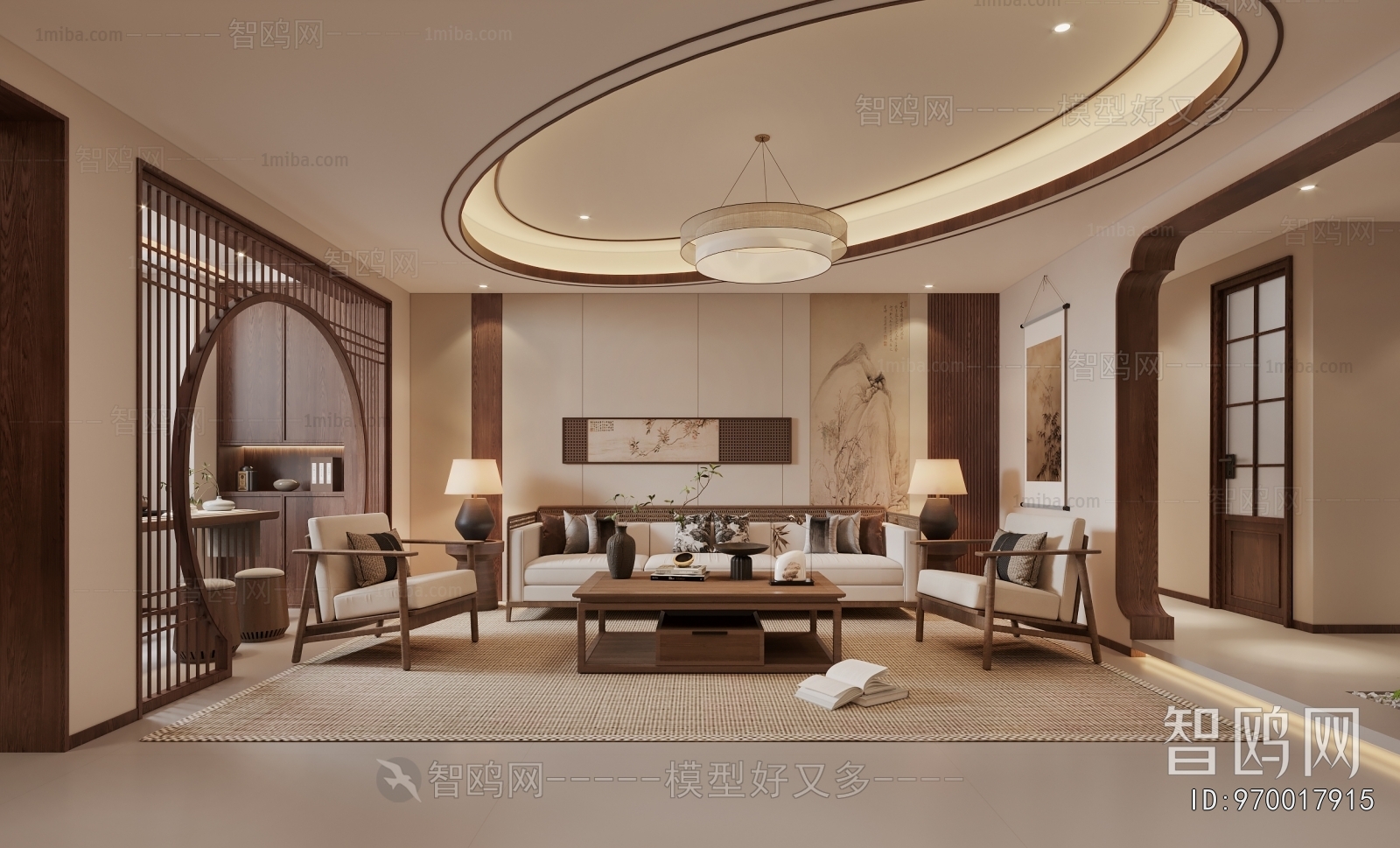 New Chinese Style A Living Room
