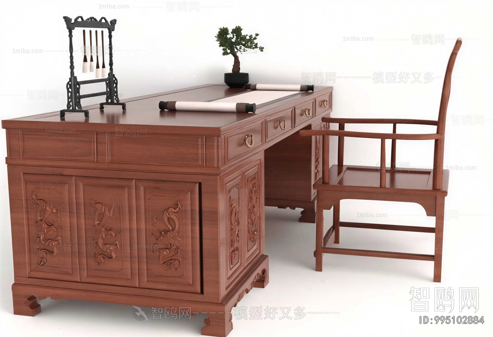Chinese Style Computer Desk And Chair