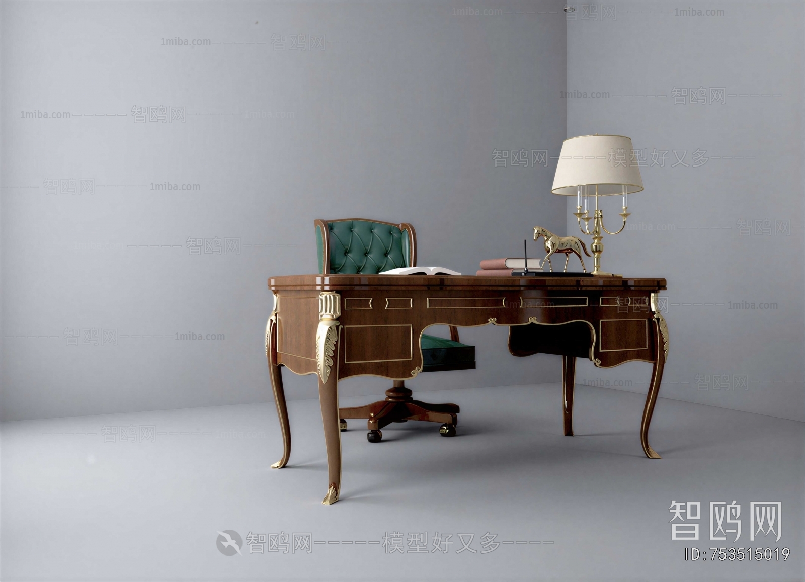European Style Computer Desk And Chair