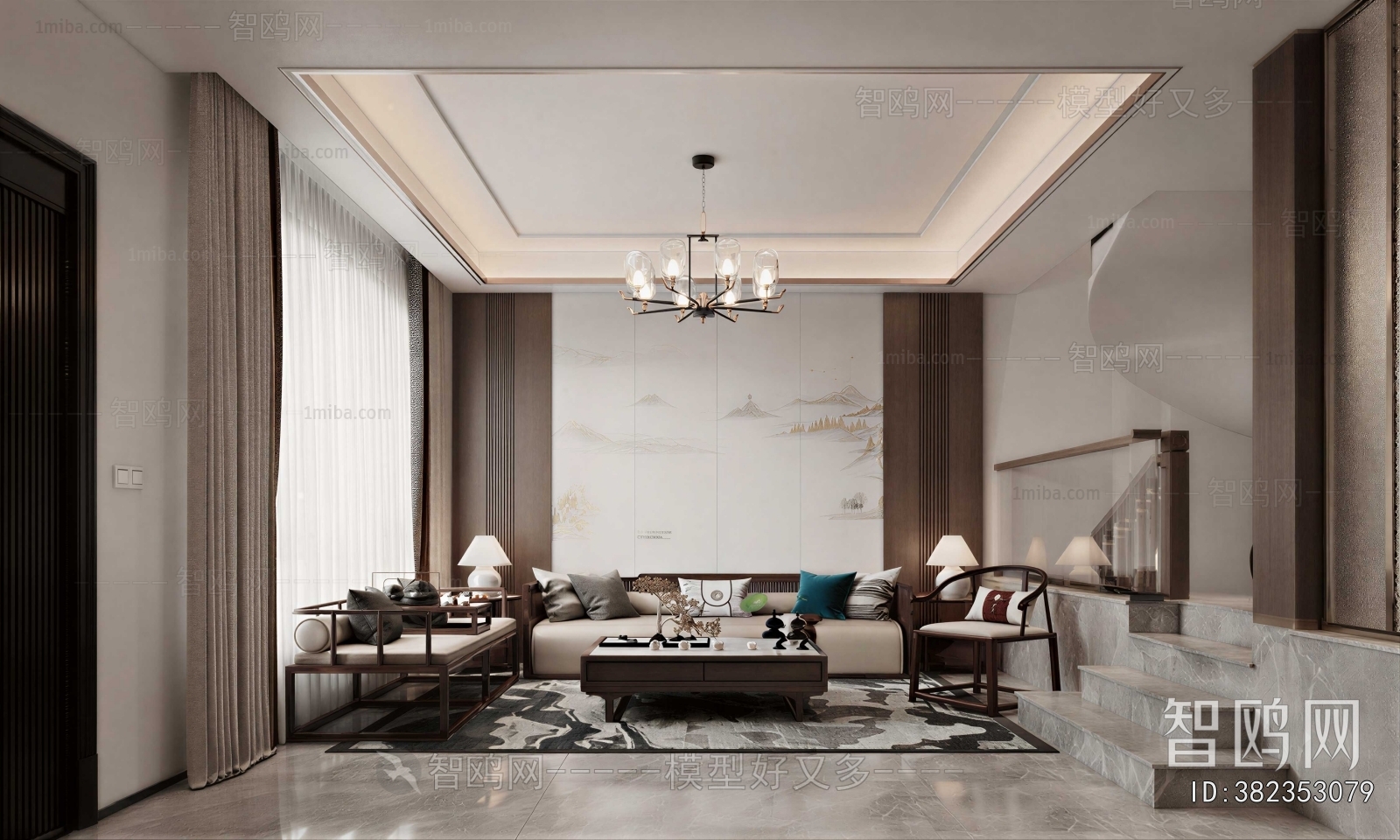 New Chinese Style A Living Room