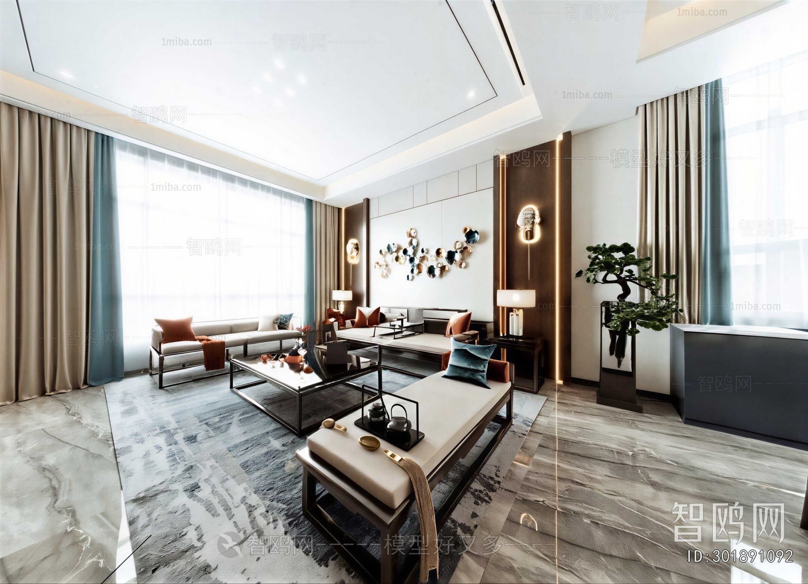 New Chinese Style A Living Room