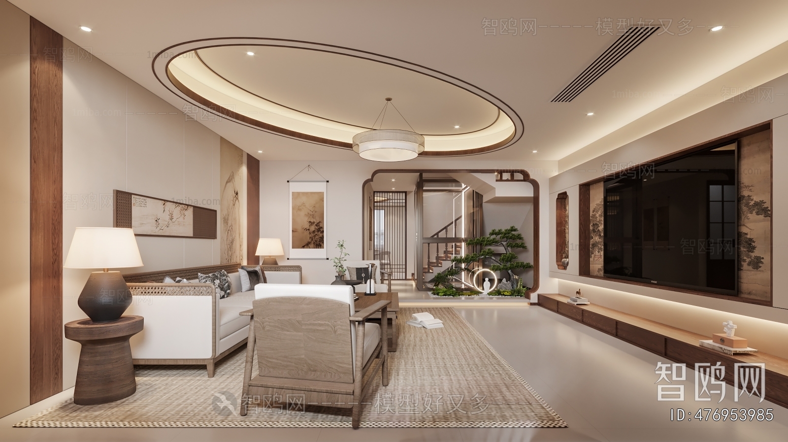 New Chinese Style A Living Room