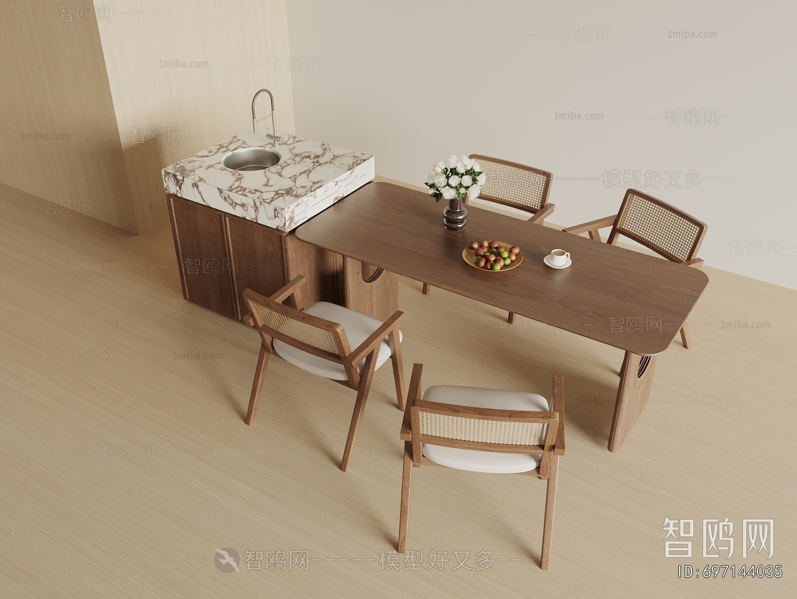 Wabi-sabi Style Dining Table And Chairs