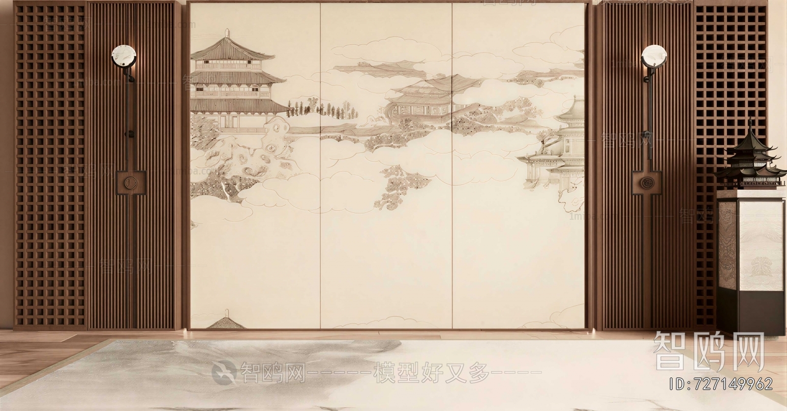 New Chinese Style TV Wall