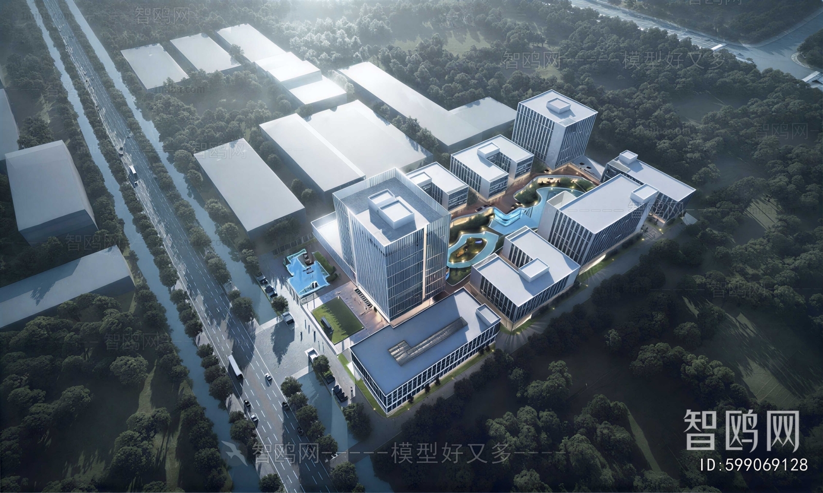 Modern Architectural Bird's-eye View Planning