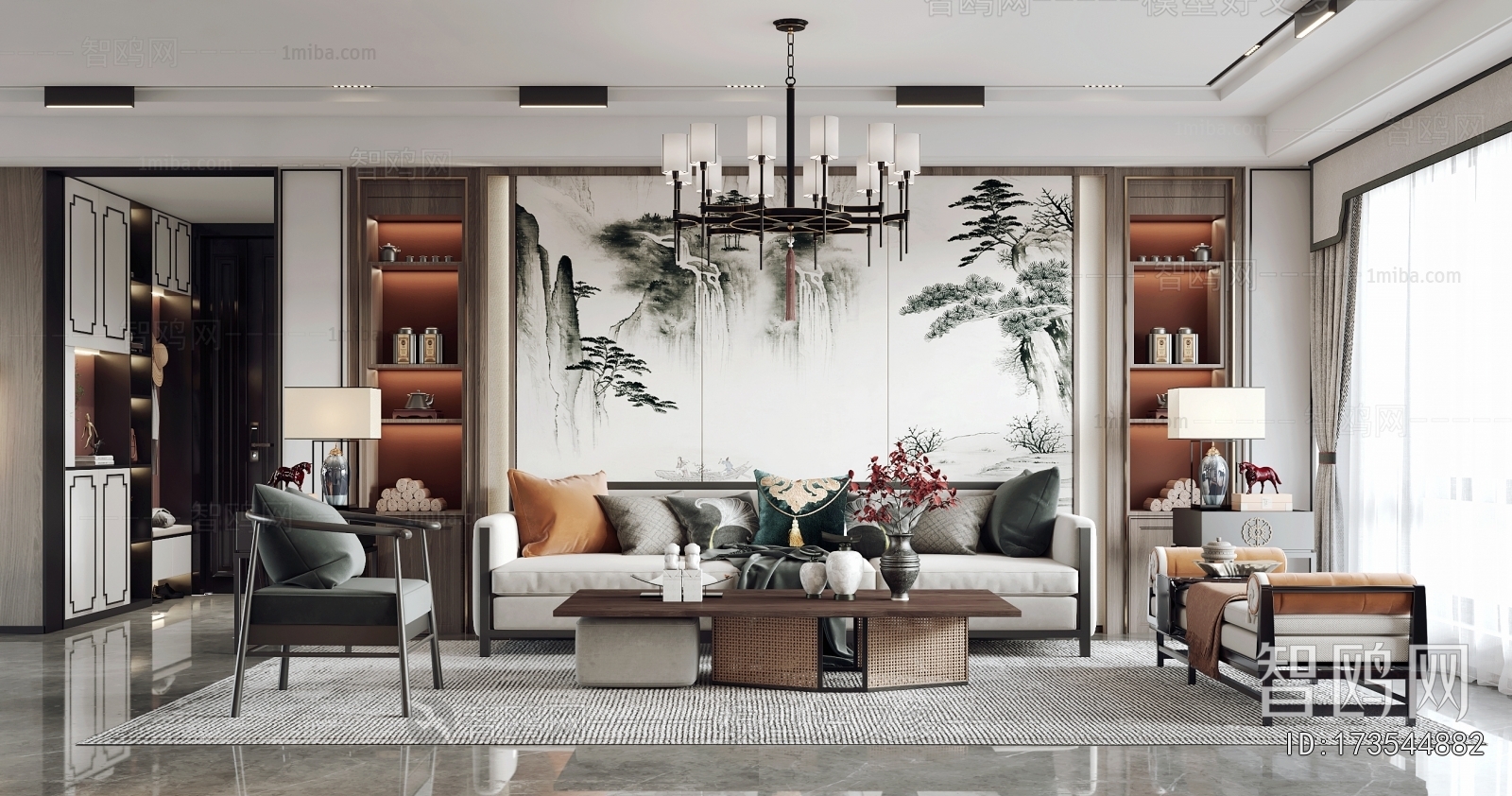 New Chinese Style A Living Room