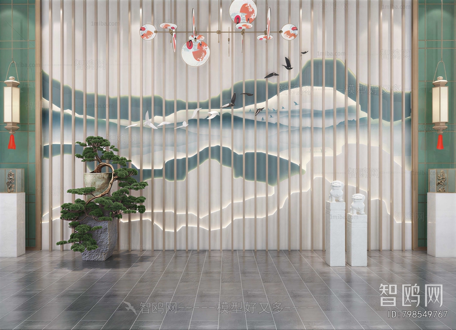 New Chinese Style TV Wall