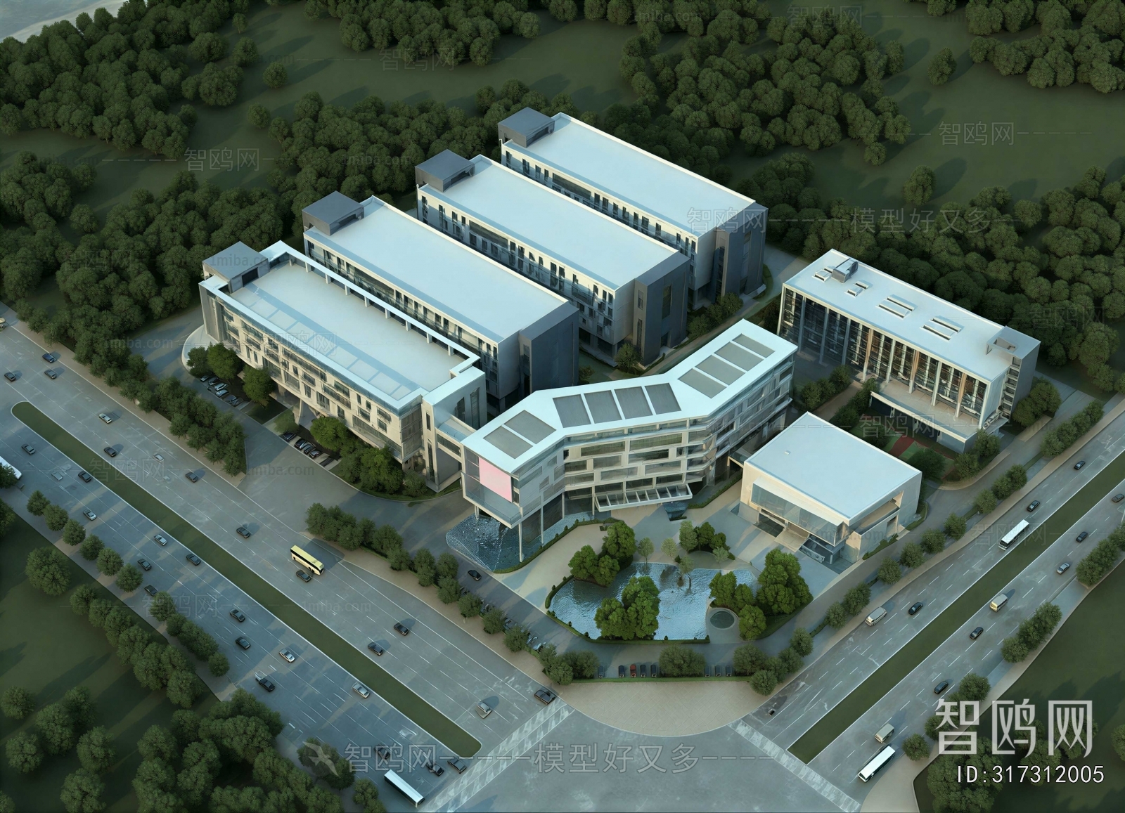 Modern Architectural Bird's-eye View Planning