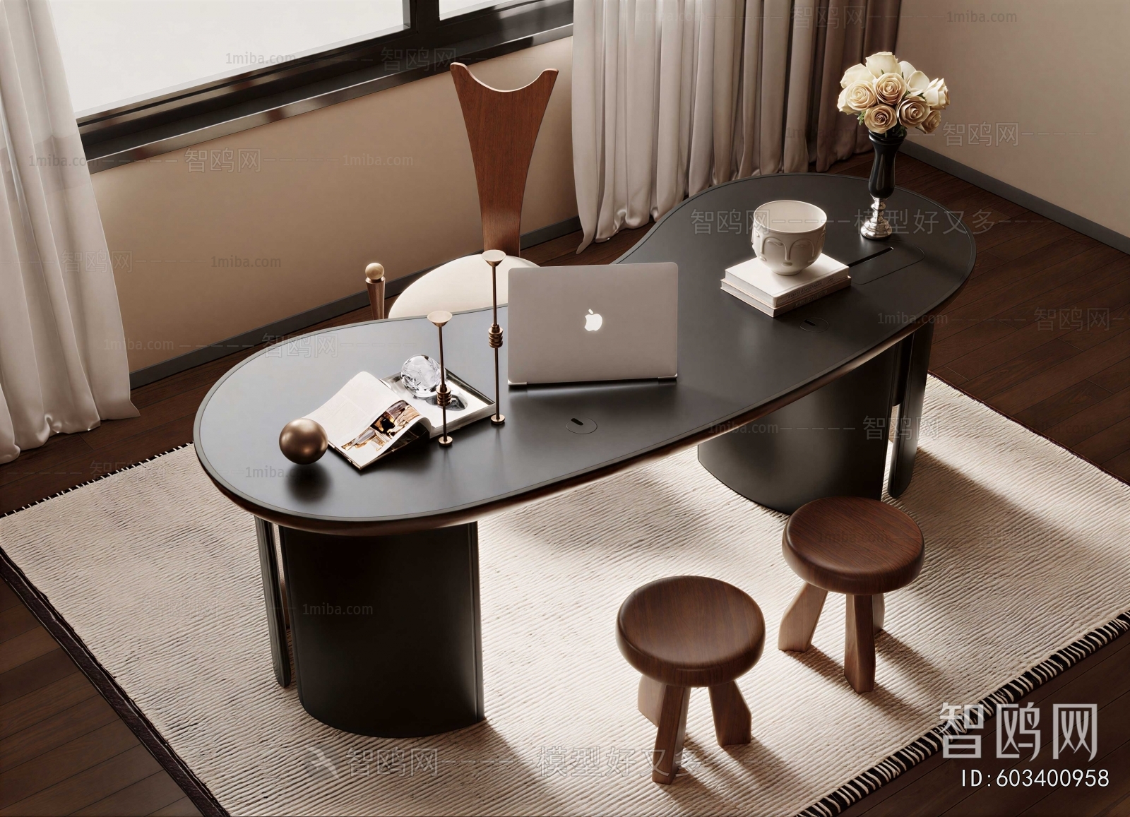 French Style Computer Desk And Chair