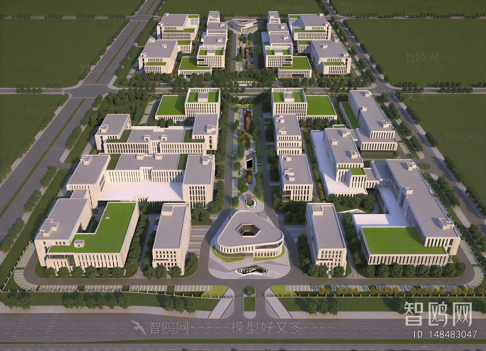 New Chinese Style Architectural Bird's-eye View Planning