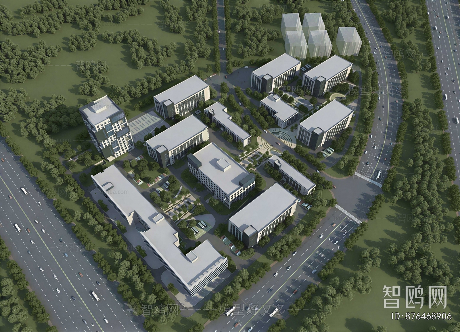 Modern Architectural Bird's-eye View Planning