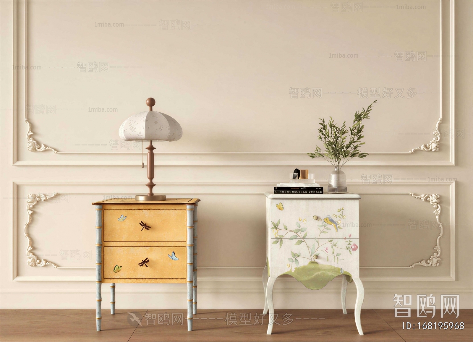 French Style Bedside Cupboard