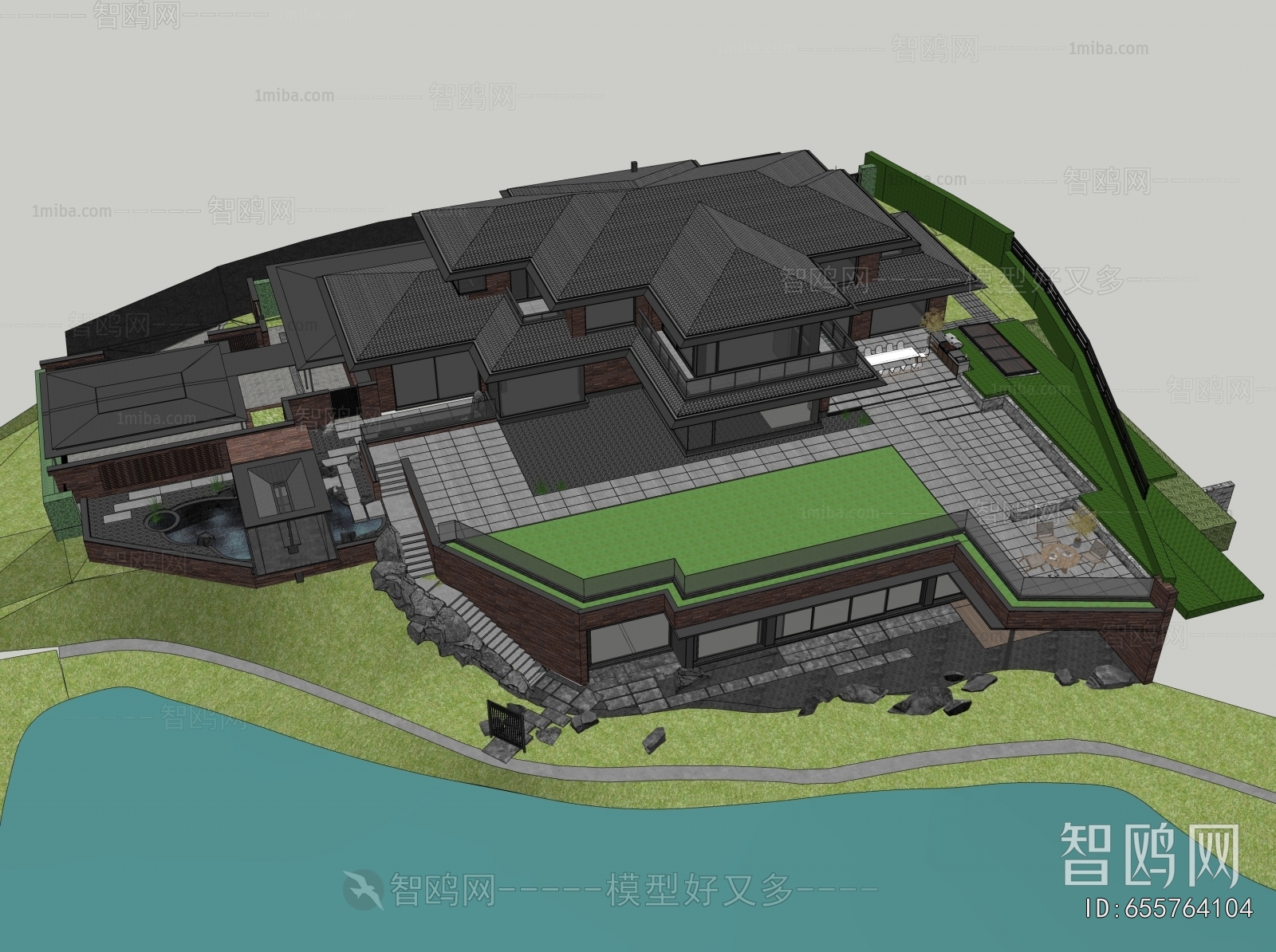 New Chinese Style Architectural Bird's-eye View Planning