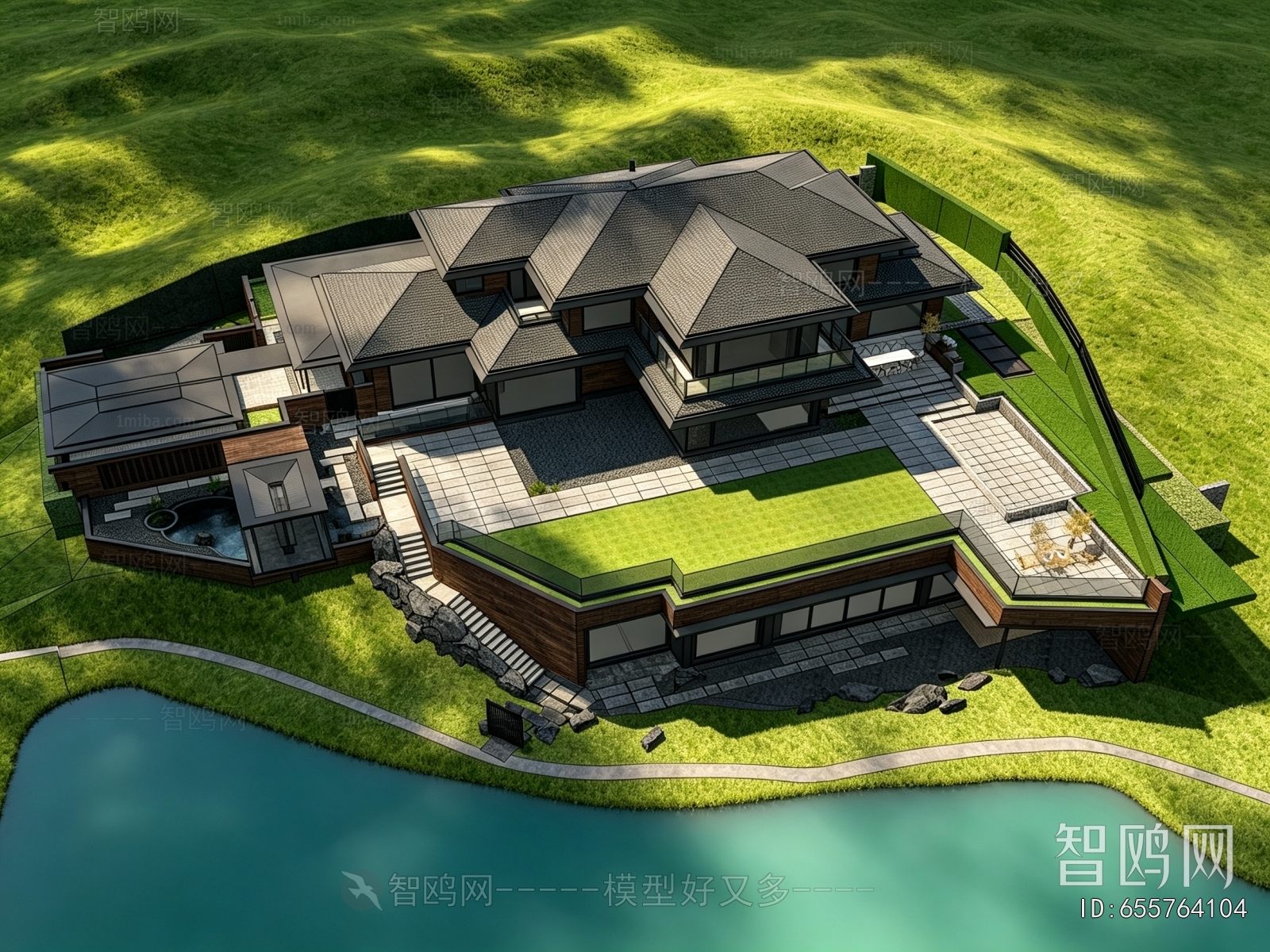 New Chinese Style Architectural Bird's-eye View Planning