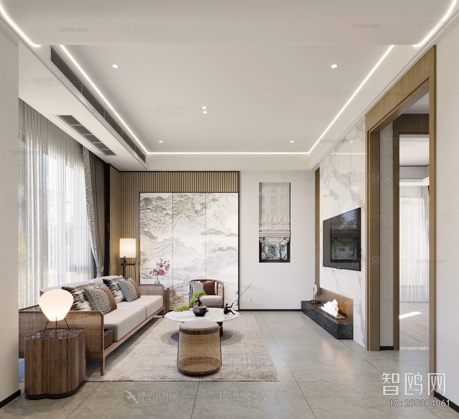 New Chinese Style A Living Room