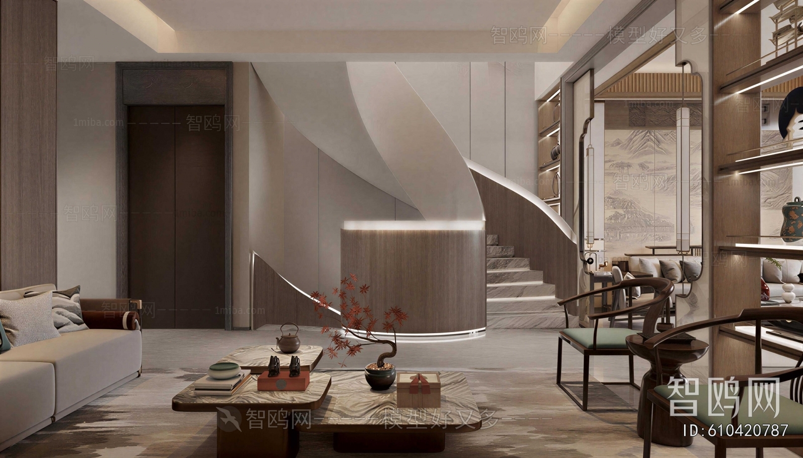 New Chinese Style A Living Room