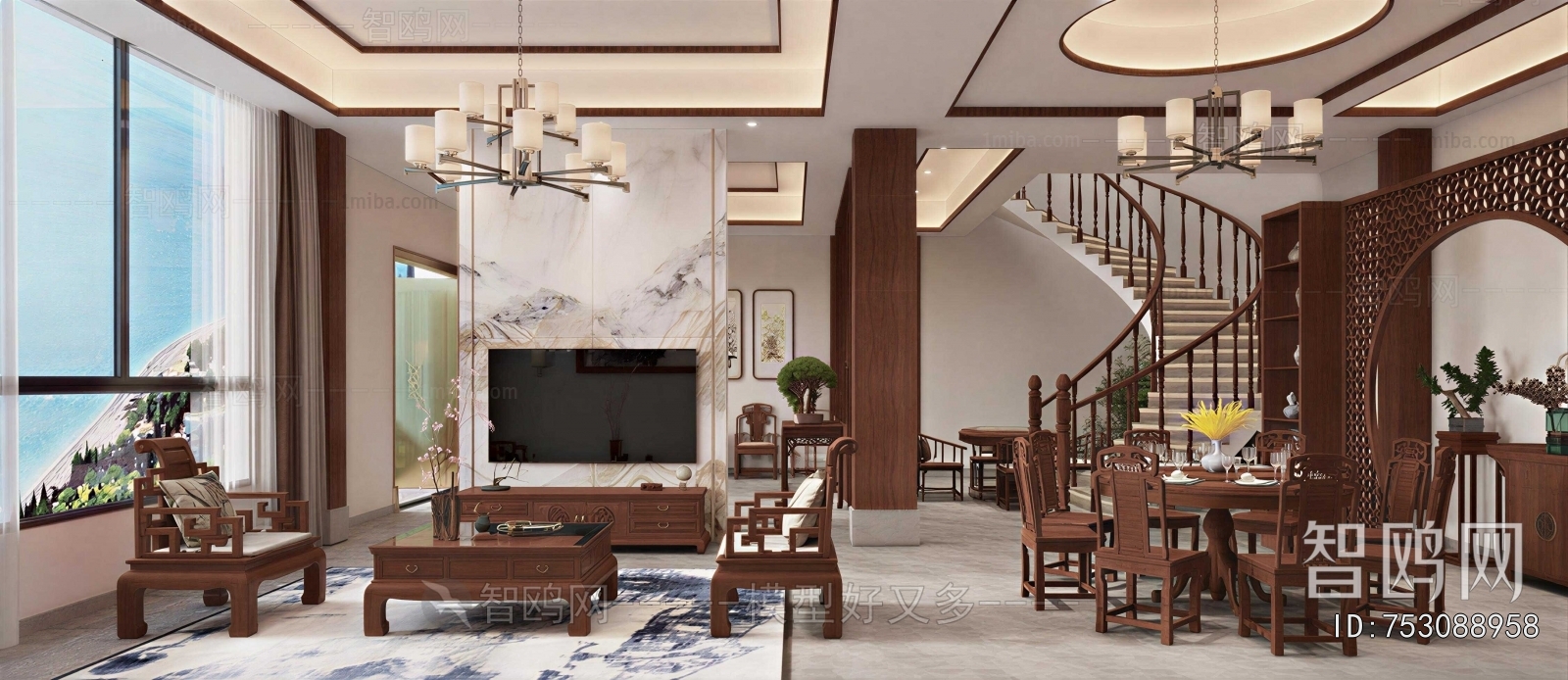 New Chinese Style A Living Room
