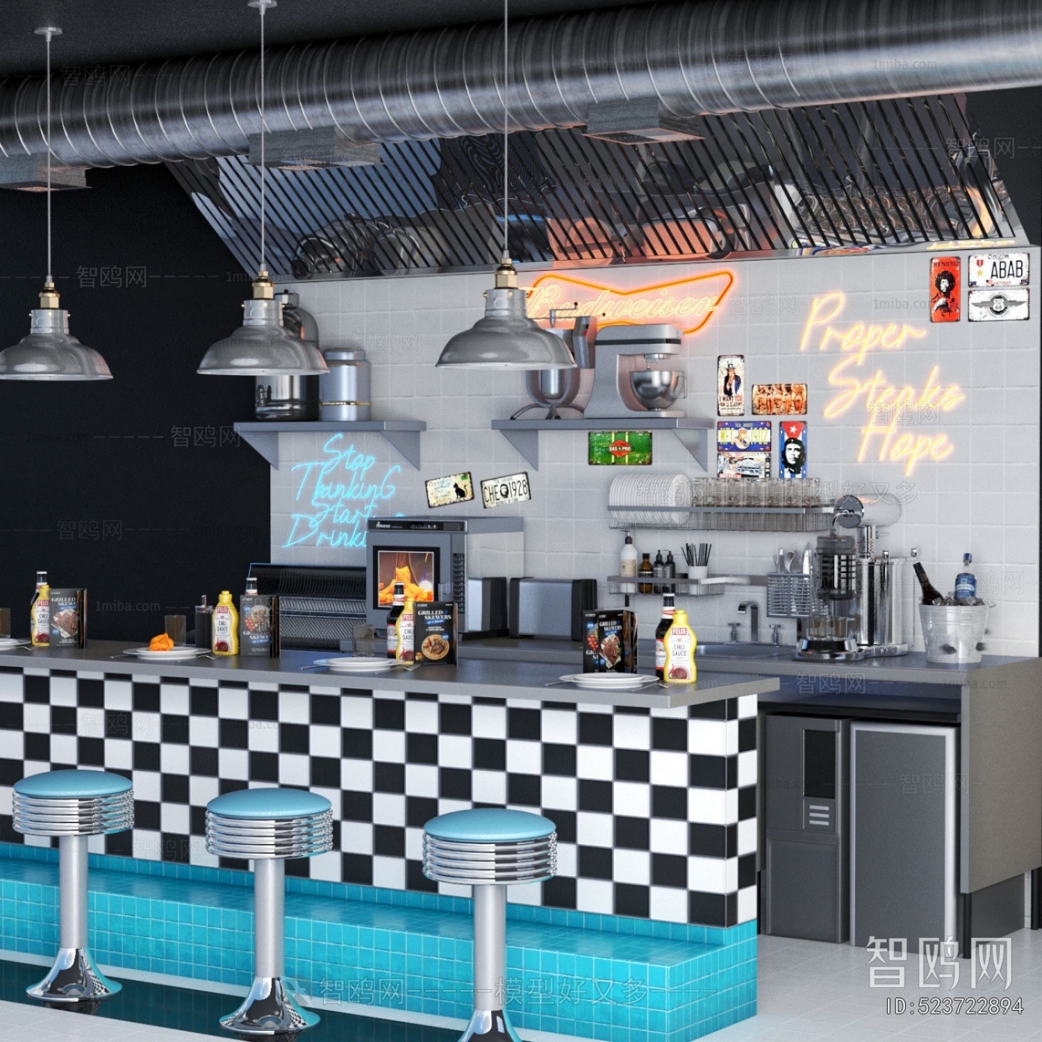 Industrial Style Counter Bar