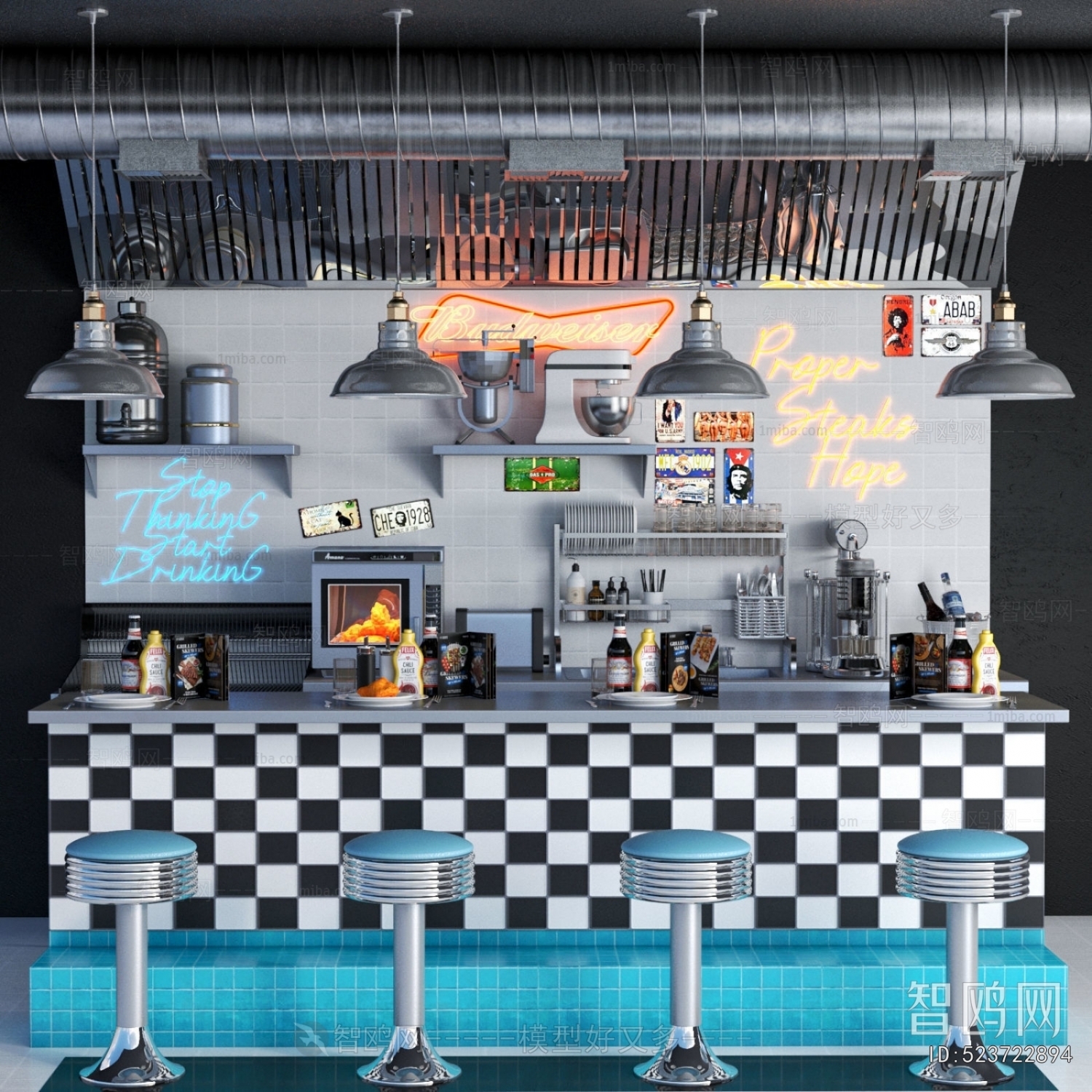 Industrial Style Counter Bar