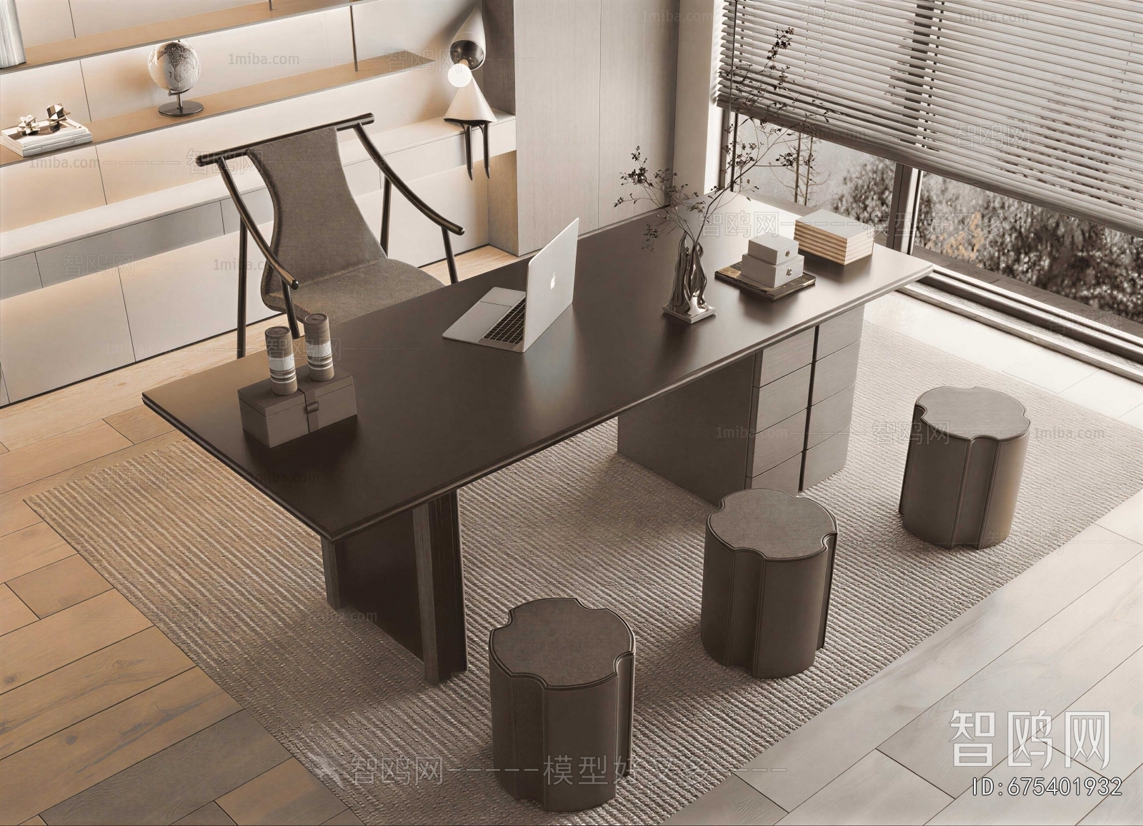 New Chinese Style Computer Desk And Chair