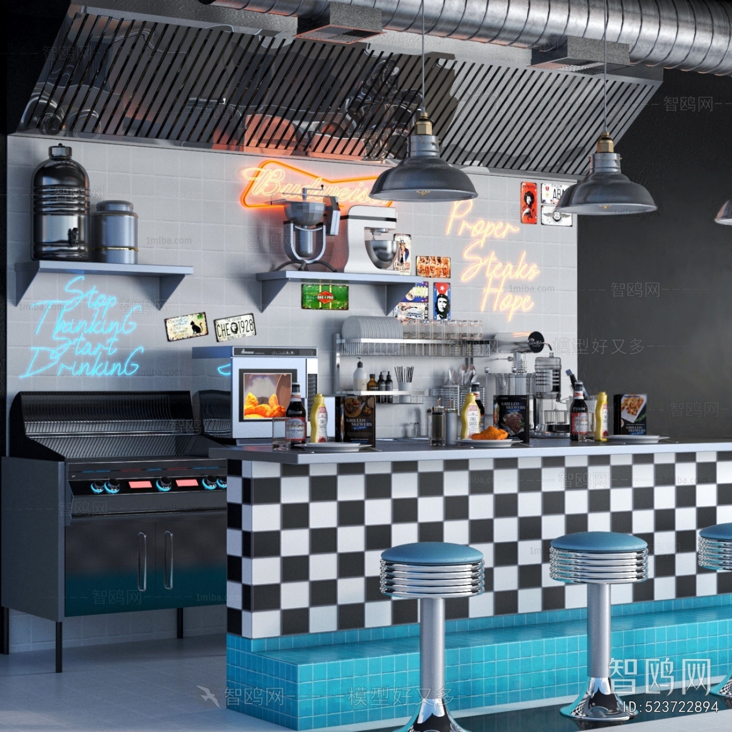 Industrial Style Counter Bar
