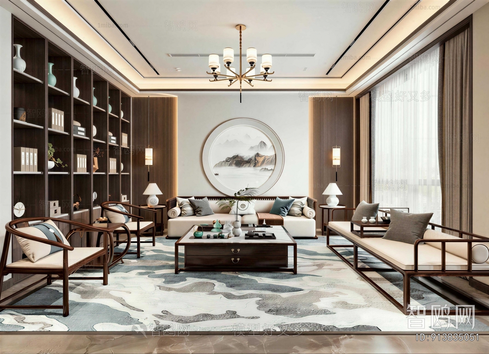 New Chinese Style A Living Room