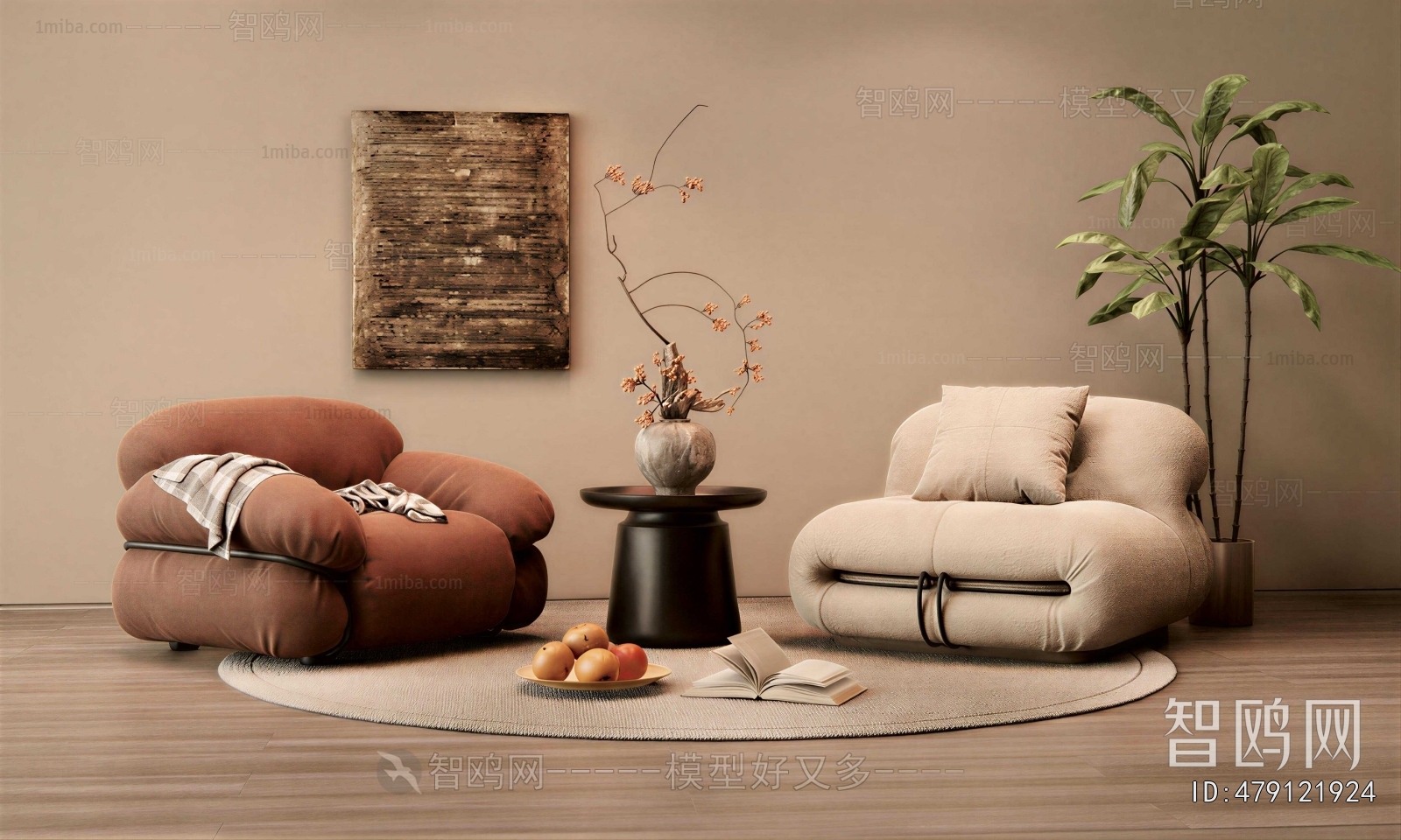 Wabi-sabi Style Single Sofa