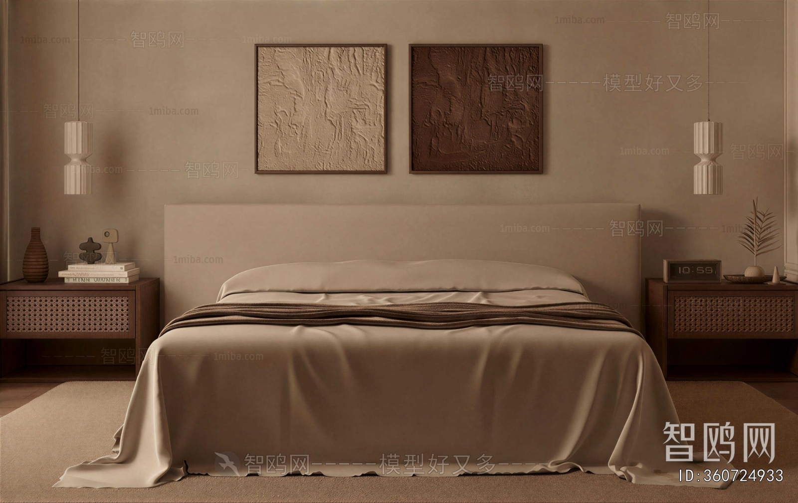 Wabi-sabi Style Double Bed