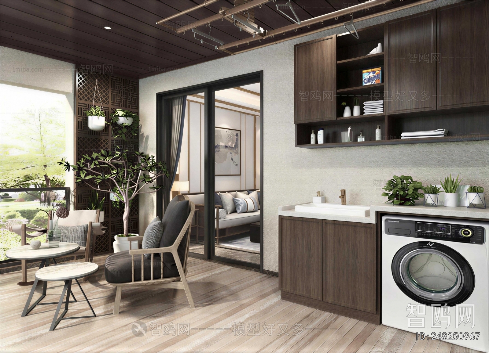 Nordic Style Balcony Laundry Room