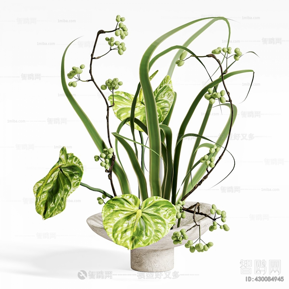 Modern Potted Green Plant