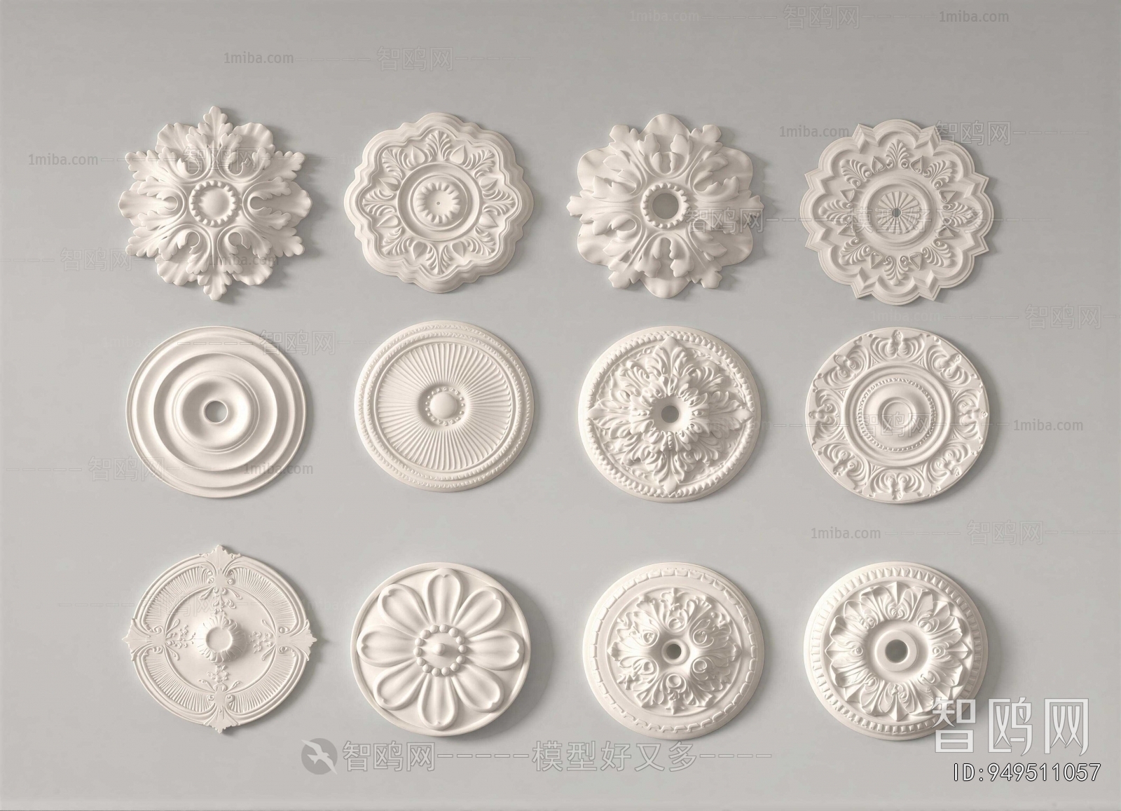 French Style Plaster Carved Top Plate