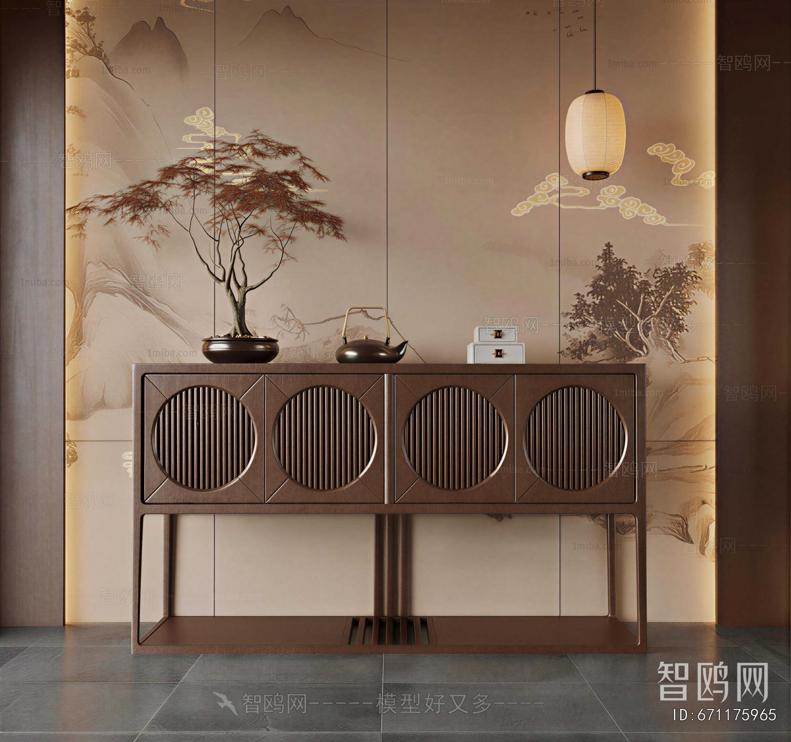 New Chinese Style Side Cabinet