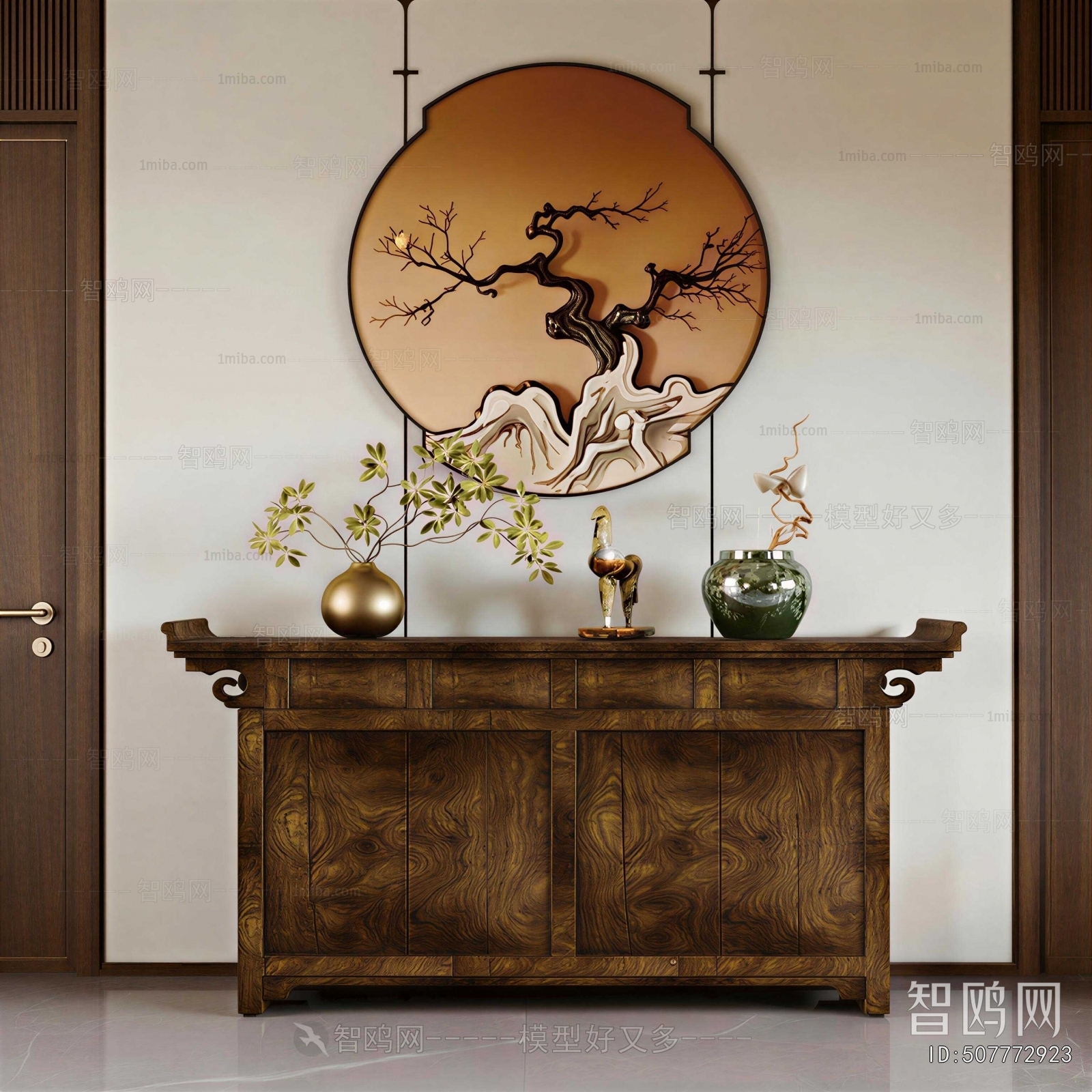 New Chinese Style Entrance Cabinet