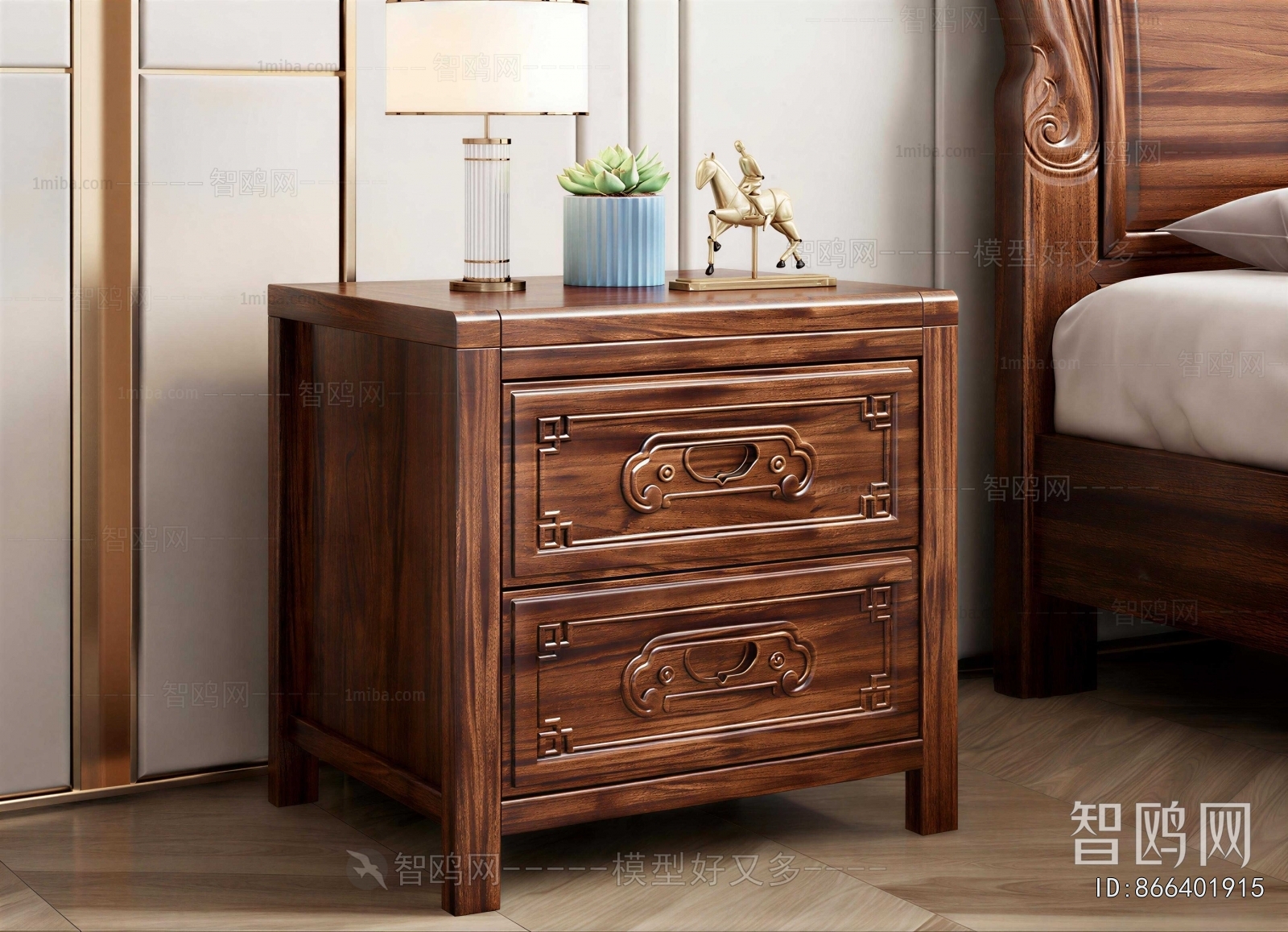 Chinese Style Bedside Cupboard